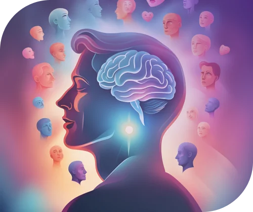 Foto de uma pessoa e um cerebro